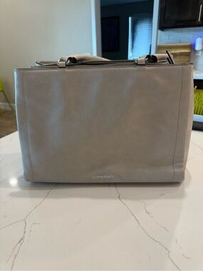 Calvin Klein Light Gray Leather Satchel